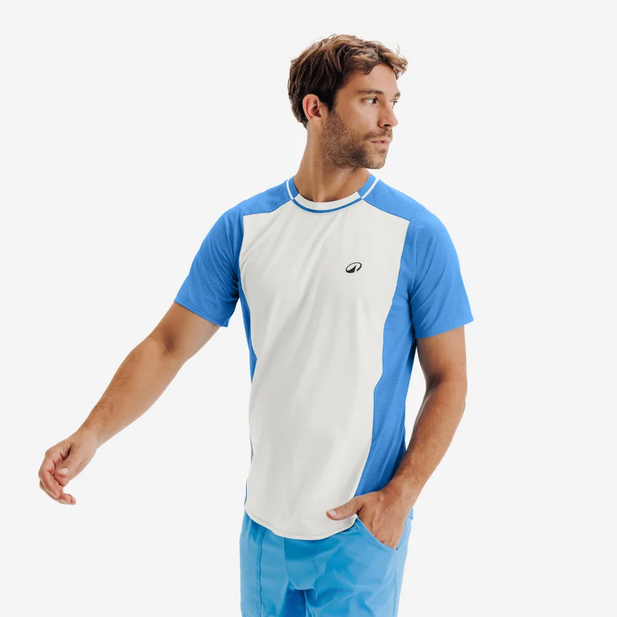 KUIKMA Herren Tennis T-Shirt atmungsaktiv - Dry blau/weiß