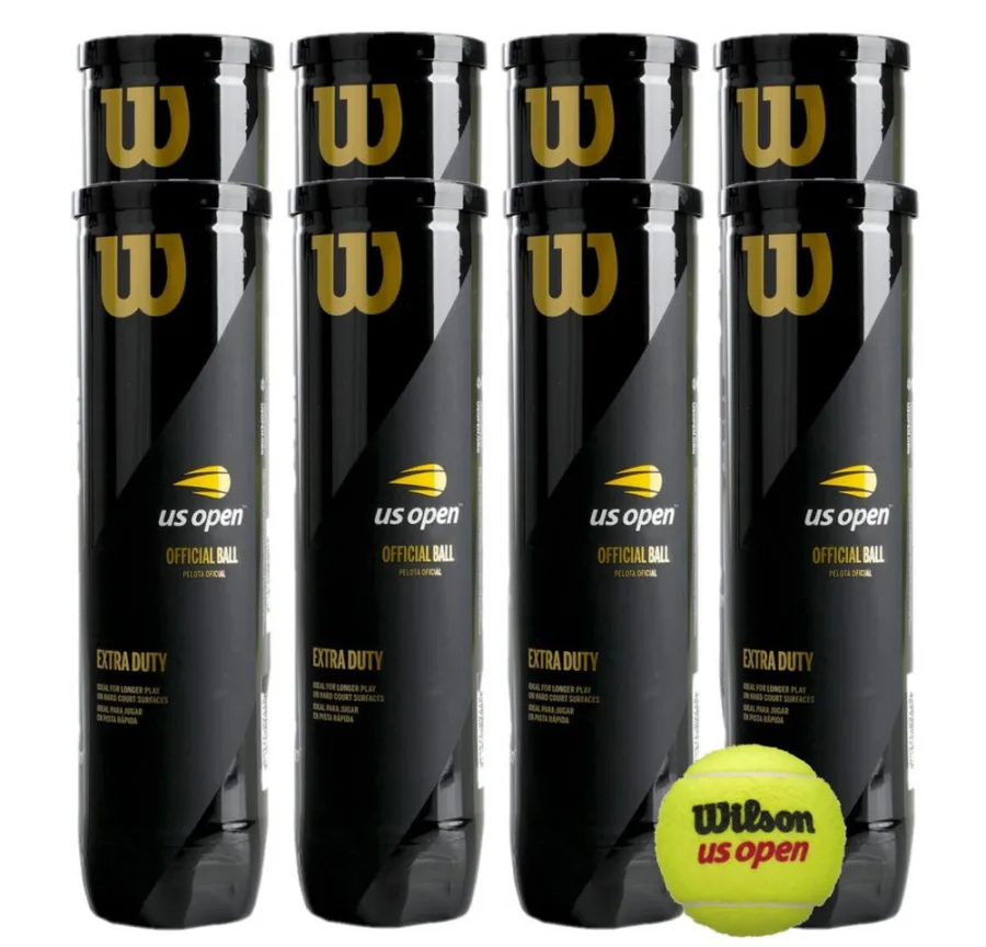 Wilson Wilson Tennisball US Open - 32 Tennisbälle - Training und Wettkampf (8 x 4er Dose)