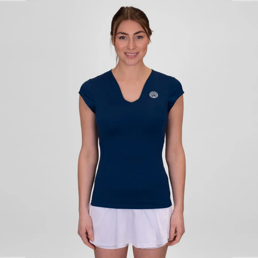 BIDI BADU Crew V-Neck T-Shirt Damen-Dunkelblau