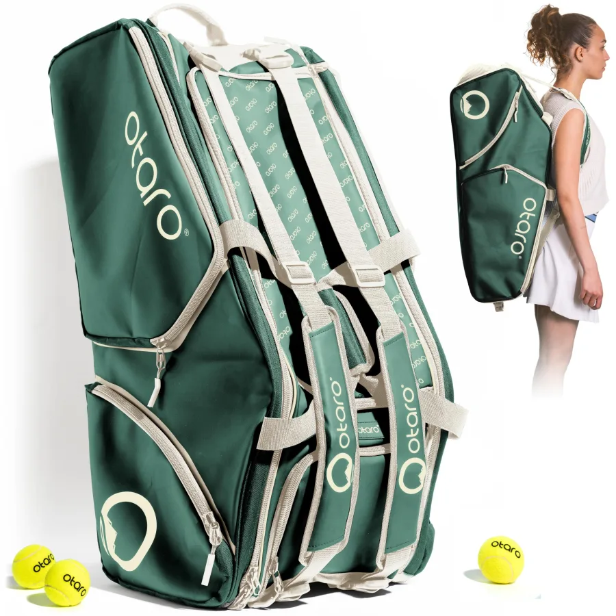 OTARO Tennistasche mit Schuhfach Herren + Damen für 4-8 Schläger | 82L GRÜN