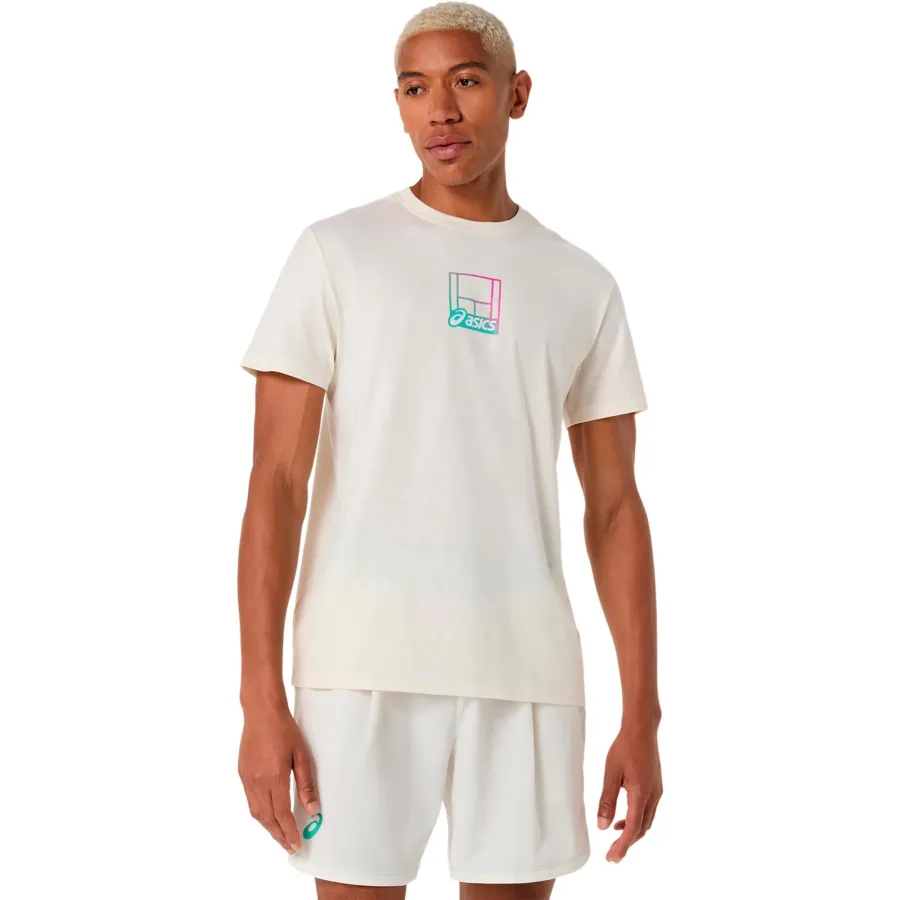 ASICS Court Core Graphic T-Shirt Herren-creme, mehrfarbig