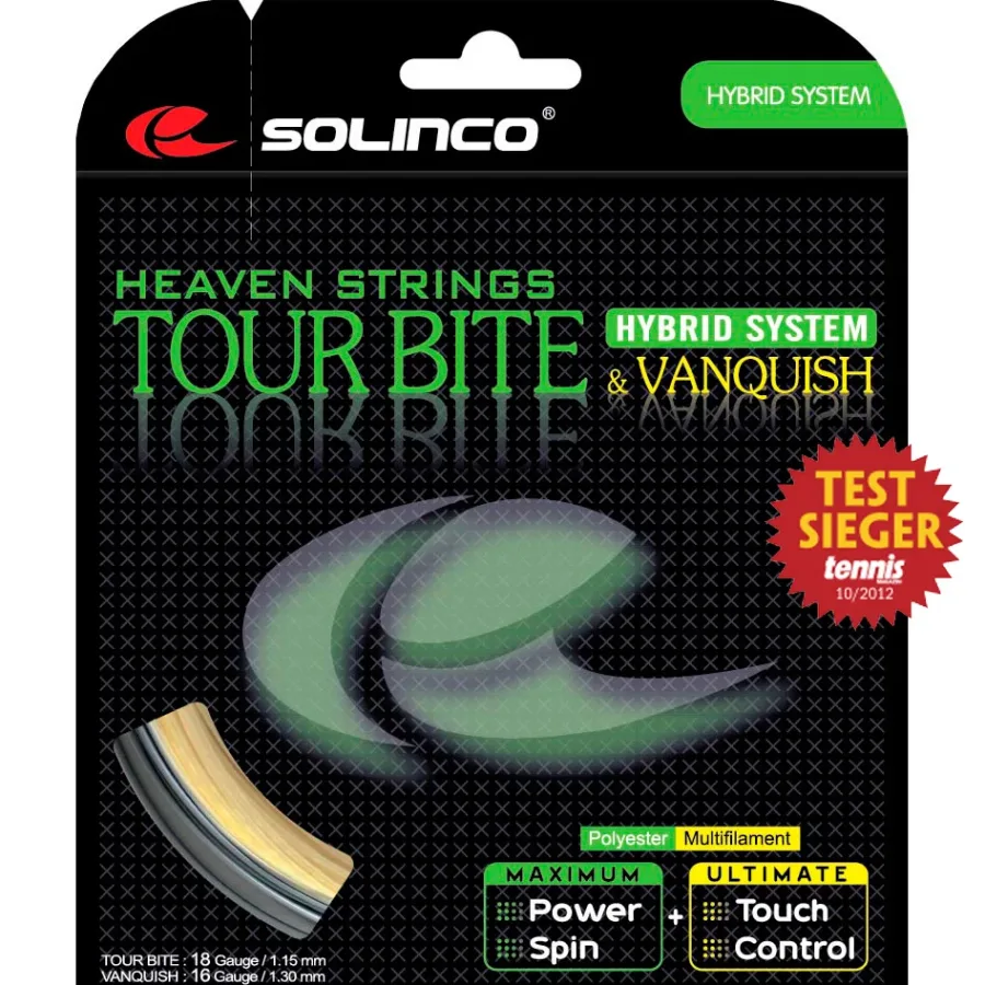 Solinco Tour Bite 6,8m Silber + Vanquish 6,3m Saitenset 13,1m-Silber,Nude
